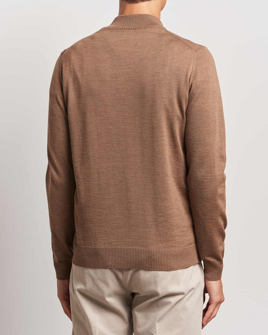 Herre | Gensere | Stenströms | Merino Half Zip Brown