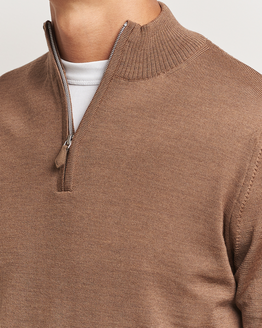 Herre | Gensere | Stenströms | Merino Half Zip Brown