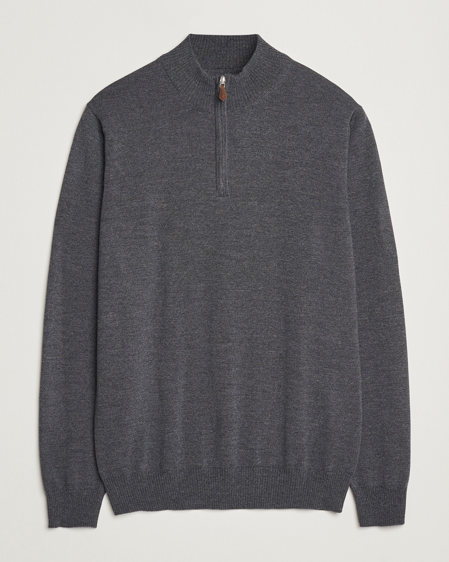 Herre | Gensere | Stenströms | Merino Half Zip Dark Grey