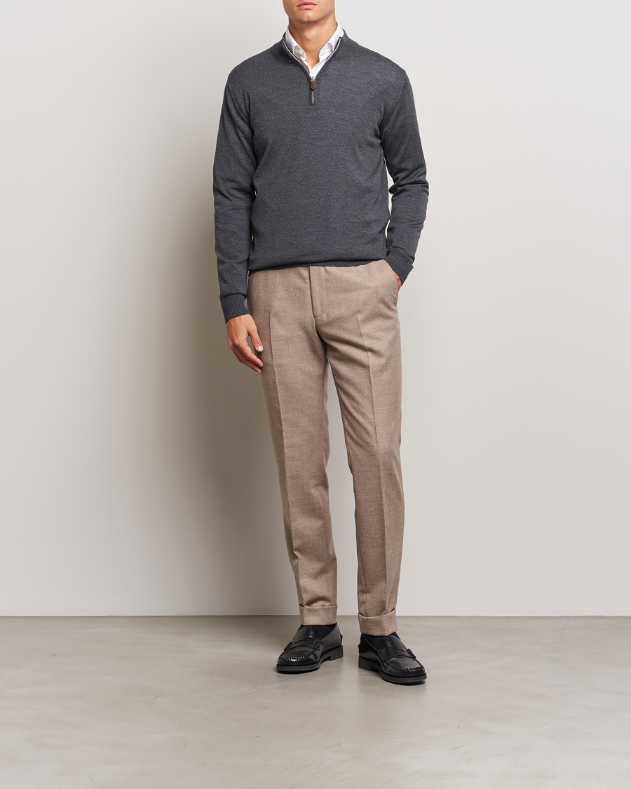 Herre | Gensere | Stenströms | Merino Half Zip Dark Grey