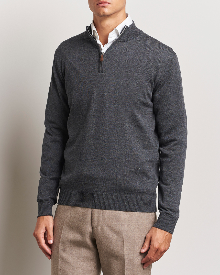 Herre | Gensere | Stenströms | Merino Half Zip Dark Grey