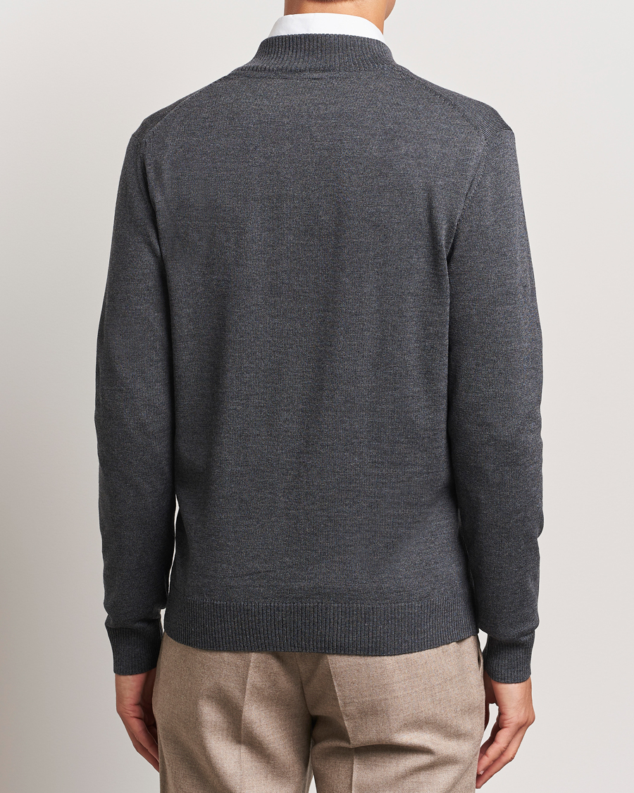 Herre | Gensere | Stenströms | Merino Half Zip Dark Grey
