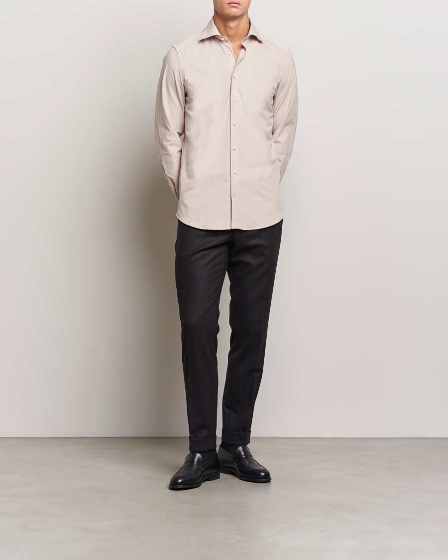 Herre | Skjorter | Stenströms | 1899 Velvet Baby Corduroy Shirt Beige