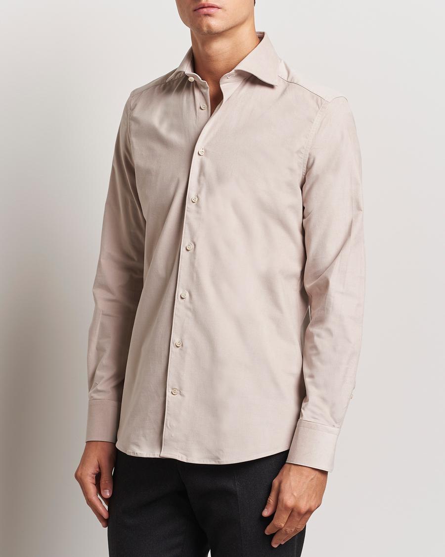 Herre | Skjorter | Stenströms | 1899 Velvet Baby Corduroy Shirt Beige