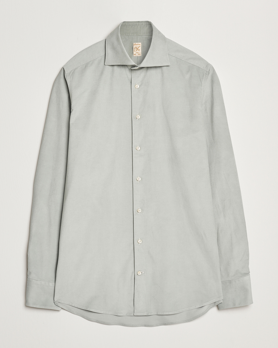Herre | Skjorter | Stenströms | 1899 Velvet Baby Corduroy Shirt Soft Green