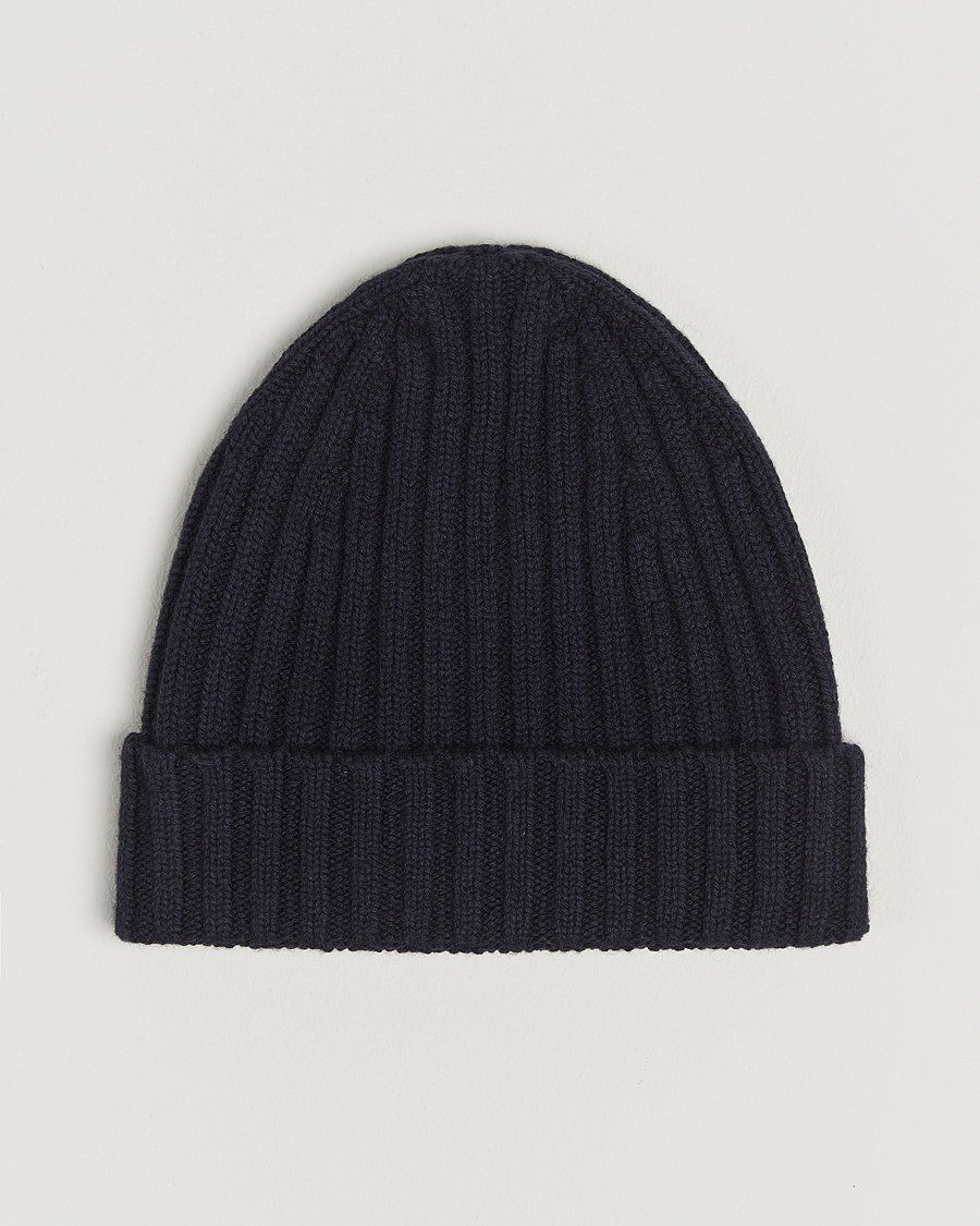 Herre | Stenströms Ribbed Cotton/Cashmere Hat Navy | Stenströms | Ribbed Cotton/Cashmere Hat Navy