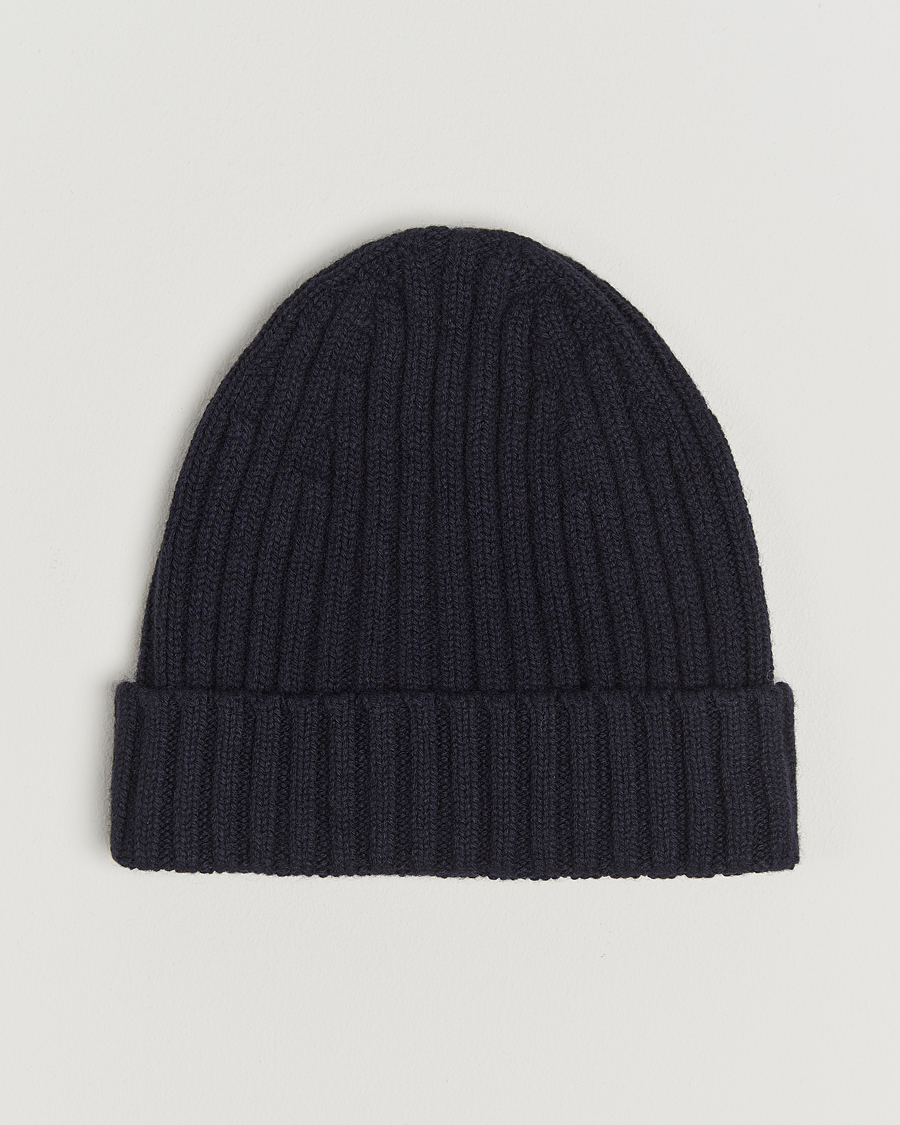 Herre | Stenströms Ribbed Cotton/Cashmere Hat Navy | Stenströms | Ribbed Cotton/Cashmere Hat Navy