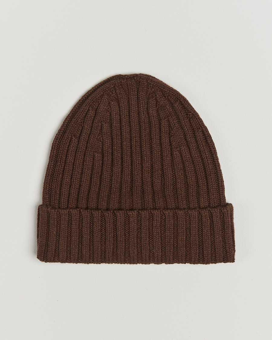 Herre | Stenströms Ribbed Cotton/Cashmere Hat Brown | Stenströms | Ribbed Cotton/Cashmere Hat Brown