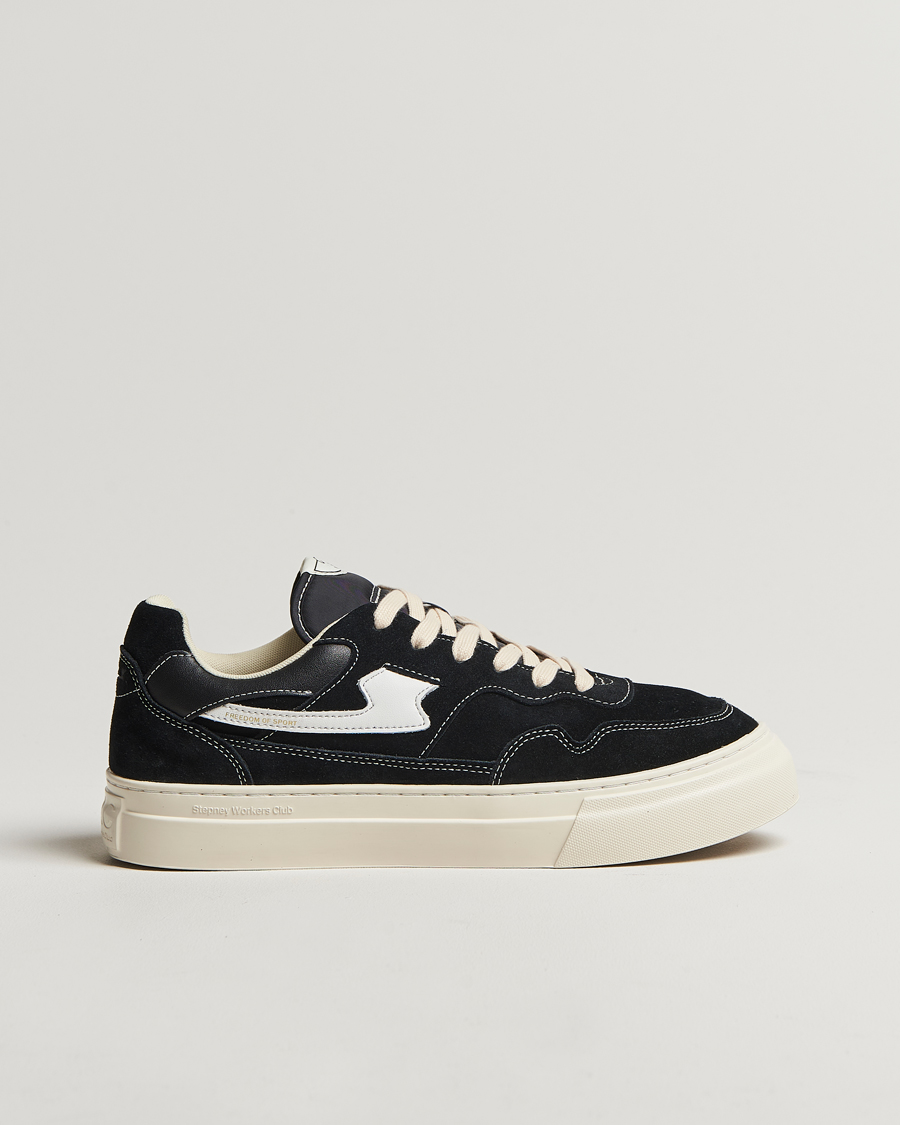 Herre | Stepney Workers Club Pearl S-Strike Suede Sneaker Black White | Stepney Workers Club | Pearl S-Strike Suede Sneaker Black White
