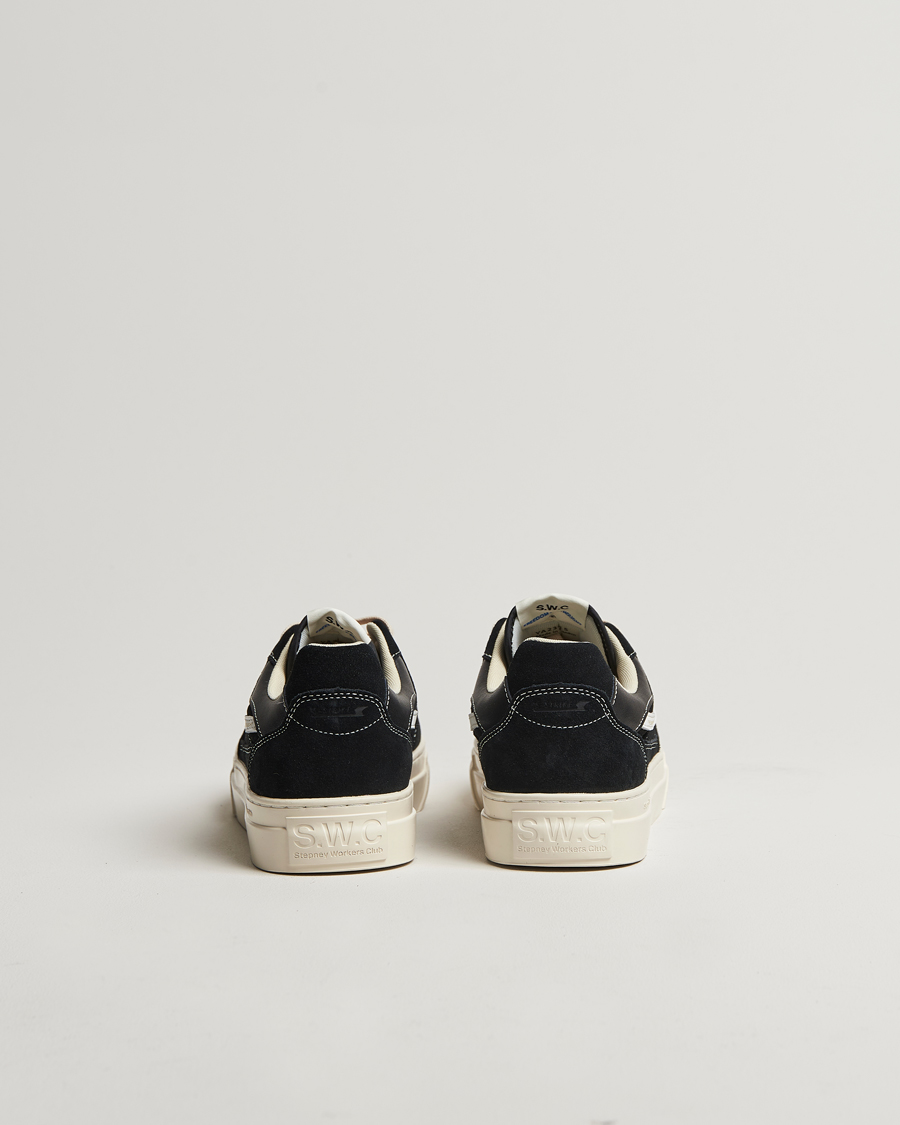 Herre | Stepney Workers Club Pearl S-Strike Suede Sneaker Black White | Stepney Workers Club | Pearl S-Strike Suede Sneaker Black White