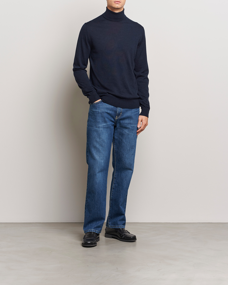 Herre | Gensere | Tiger of Sweden | Nevile Extra Fine Merino Polo Light Ink