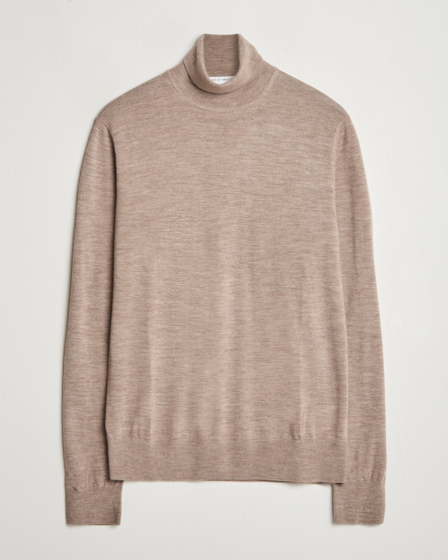 Herre | Gensere | Tiger of Sweden | Nevile Extra Fine Merino Polo Beige Melange