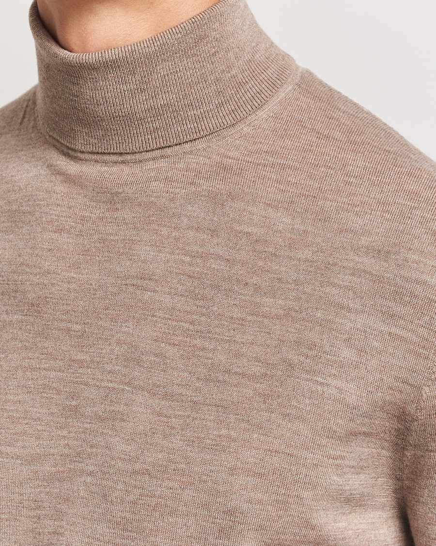 Herre | Gensere | Tiger of Sweden | Nevile Extra Fine Merino Polo Beige Melange