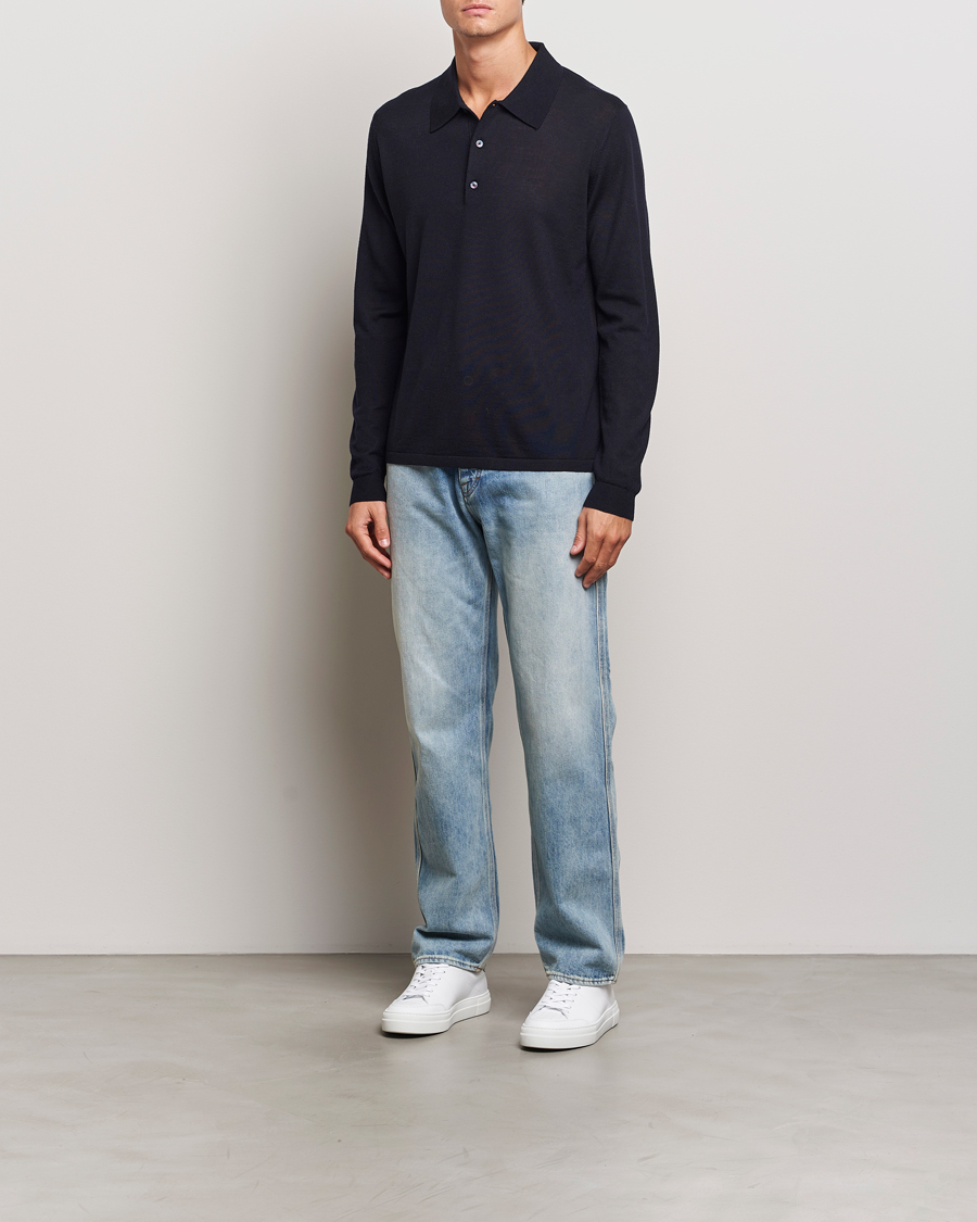 Herre | Gensere | Tiger of Sweden | Eross Extra Fine Merino Poloshirt Light Ink