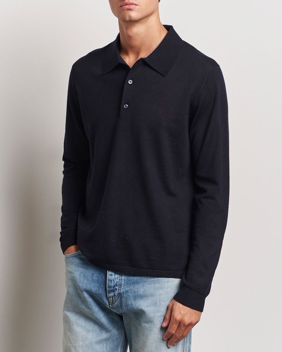 Herre | Gensere | Tiger of Sweden | Eross Extra Fine Merino Poloshirt Light Ink