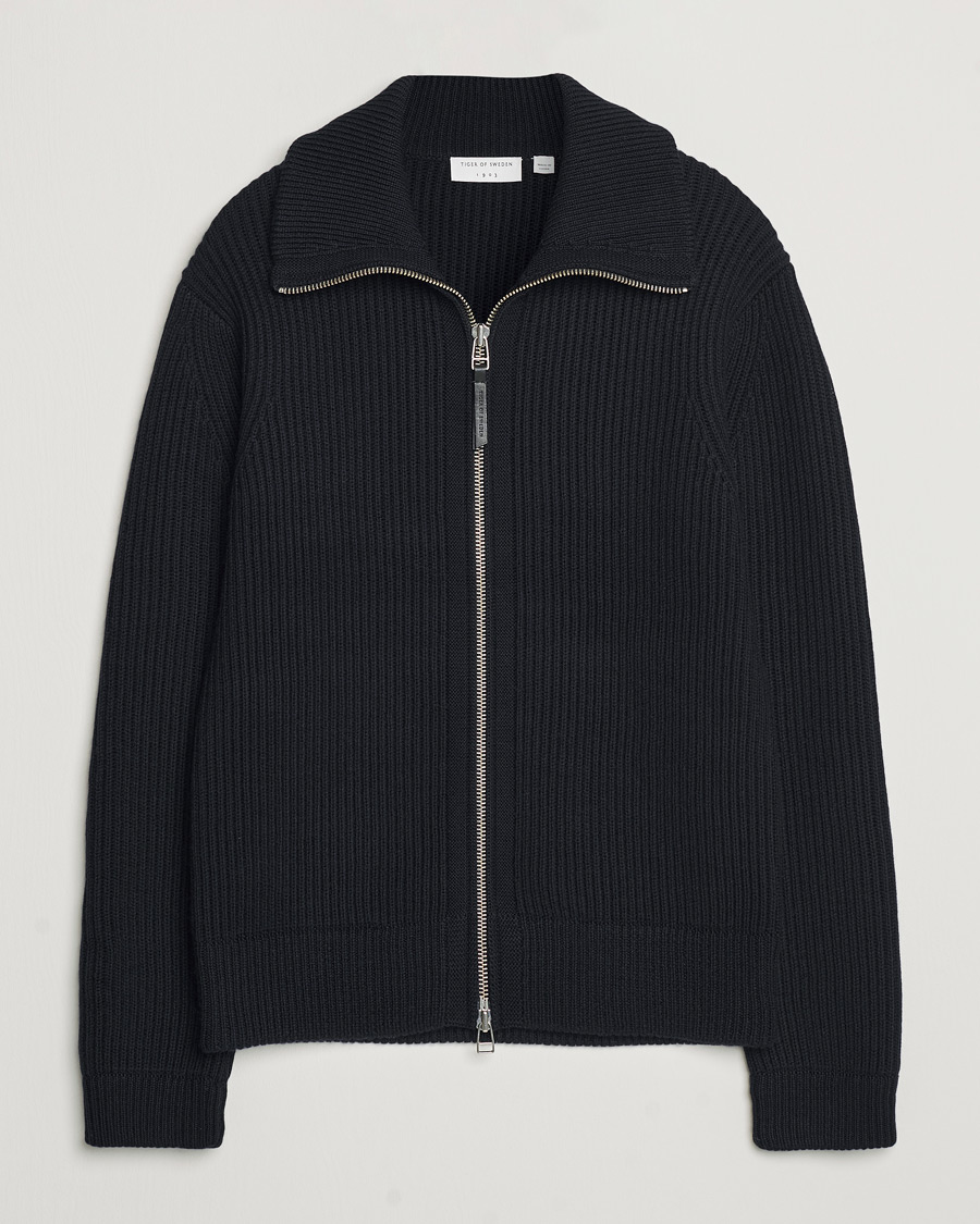 Herre | Gensere | Tiger of Sweden | Niall Heavy Knitted Full Zip Light Ink