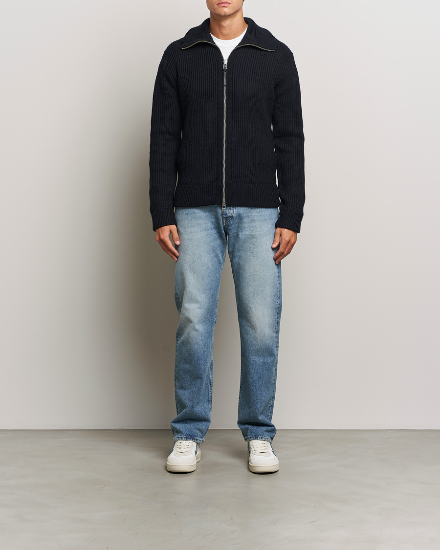 Herre | Gensere | Tiger of Sweden | Niall Heavy Knitted Full Zip Light Ink