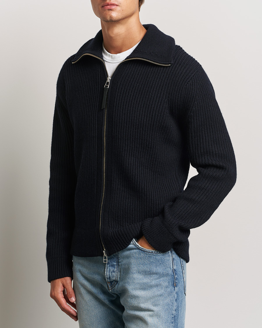 Herre | Gensere | Tiger of Sweden | Niall Heavy Knitted Full Zip Light Ink