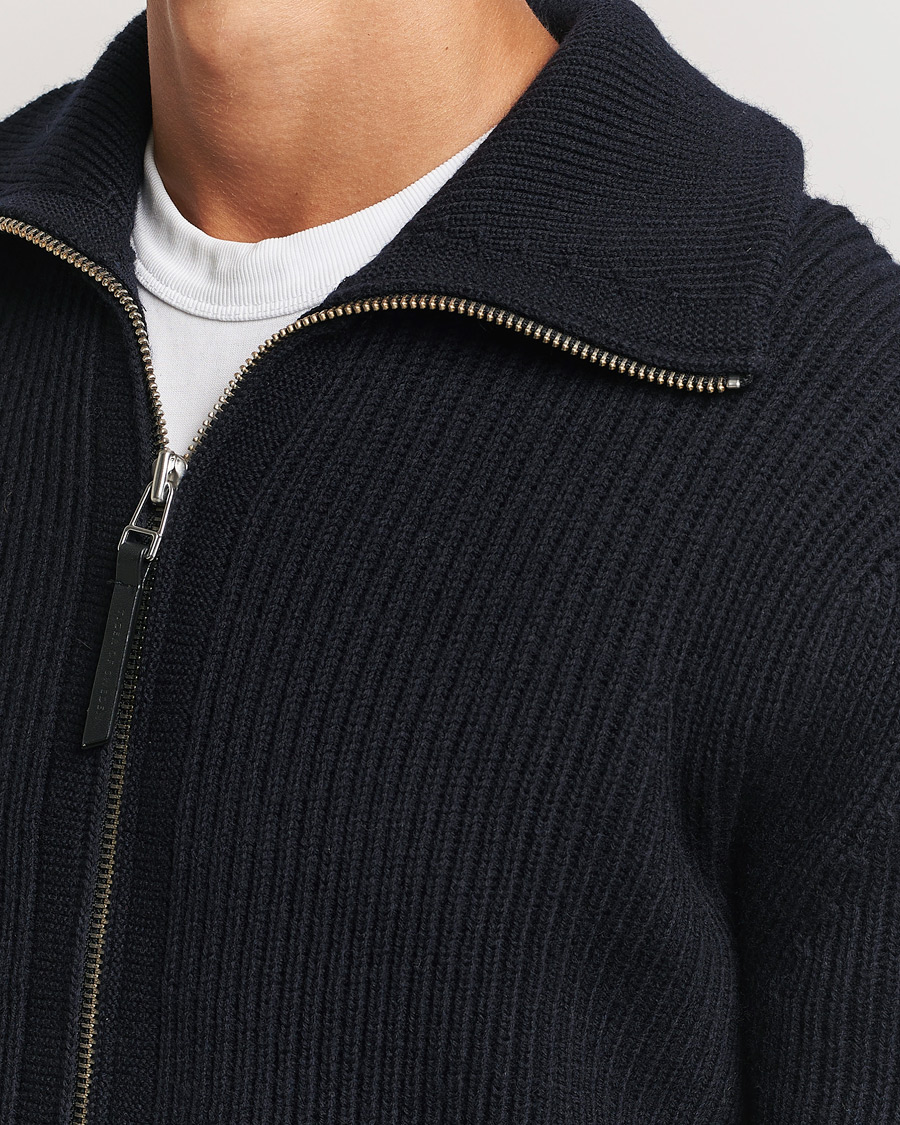 Herre | Gensere | Tiger of Sweden | Niall Heavy Knitted Full Zip Light Ink