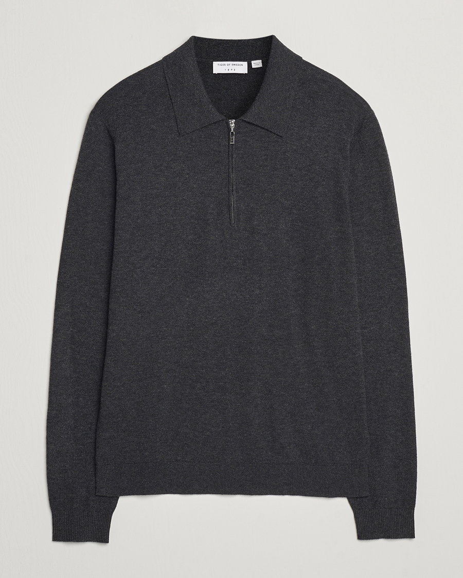 Herre | Gensere | Tiger of Sweden | Orbit Wool/Cotton Half Zip Charcoal