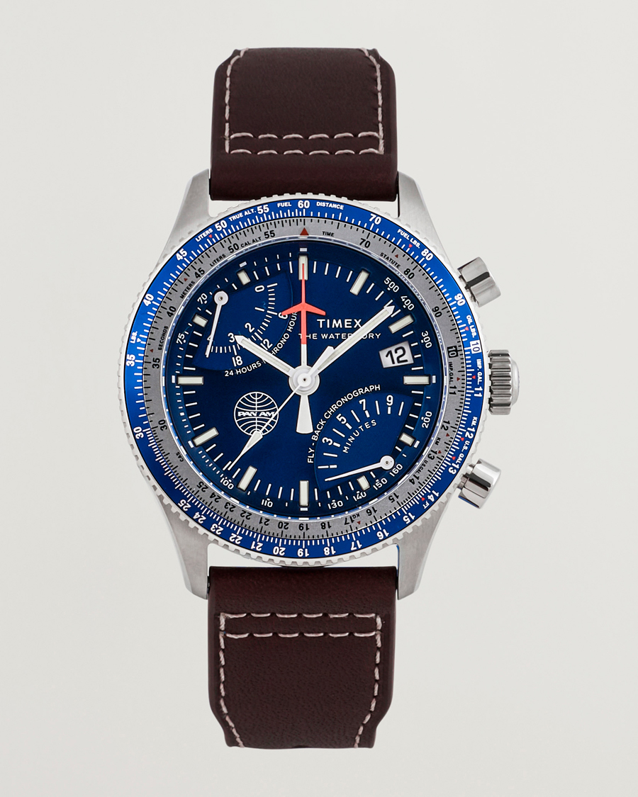 Herre | Timex Pan Am Flyback Chronograph 43mm Blue Dial | Timex | Pan Am Flyback Chronograph 43mm Blue Dial