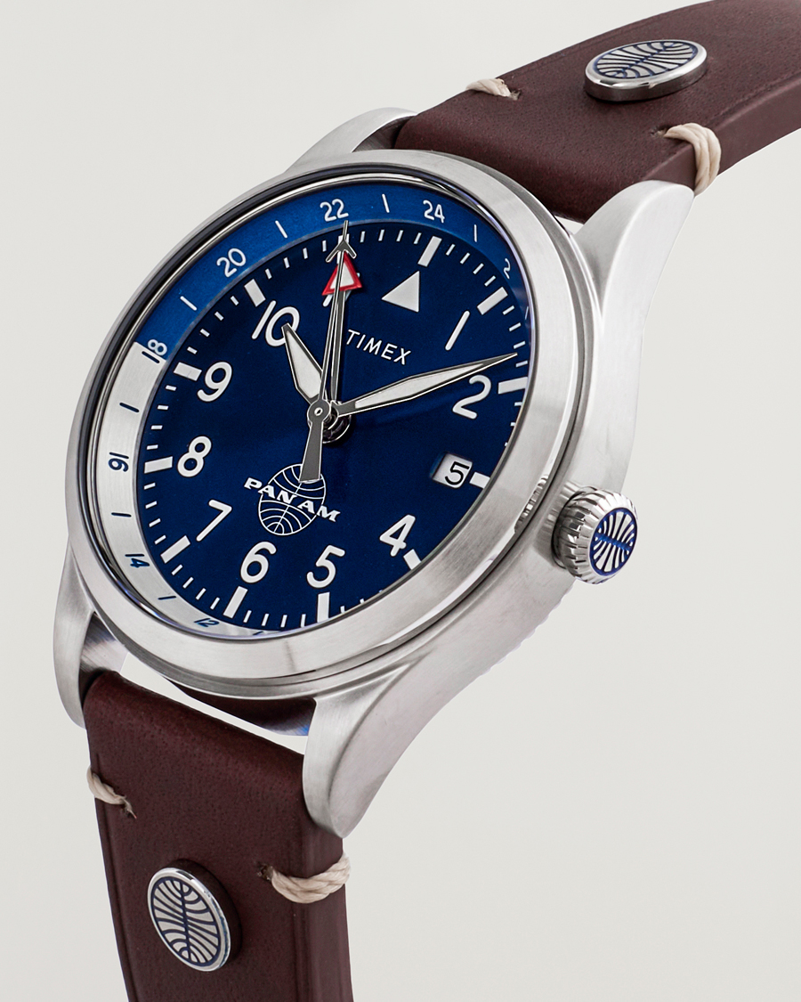 Herre | Timex Pan Am GMT Stainless Steel 39mm Blue Dial | Timex | Pan Am GMT Stainless Steel 39mm Blue Dial