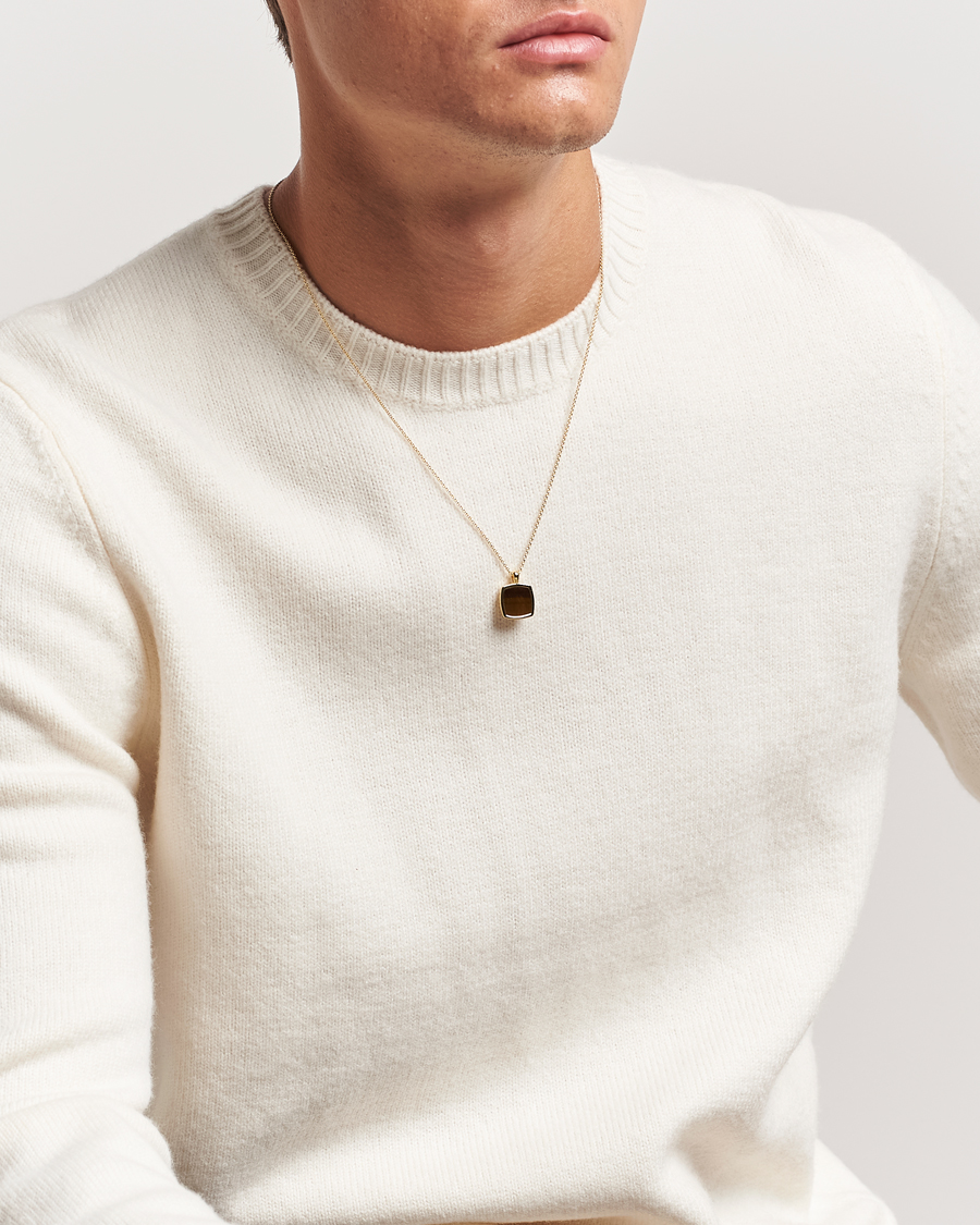 Herre | Smykker | Tom Wood | Cushion Pendant Tiger Eye Gold