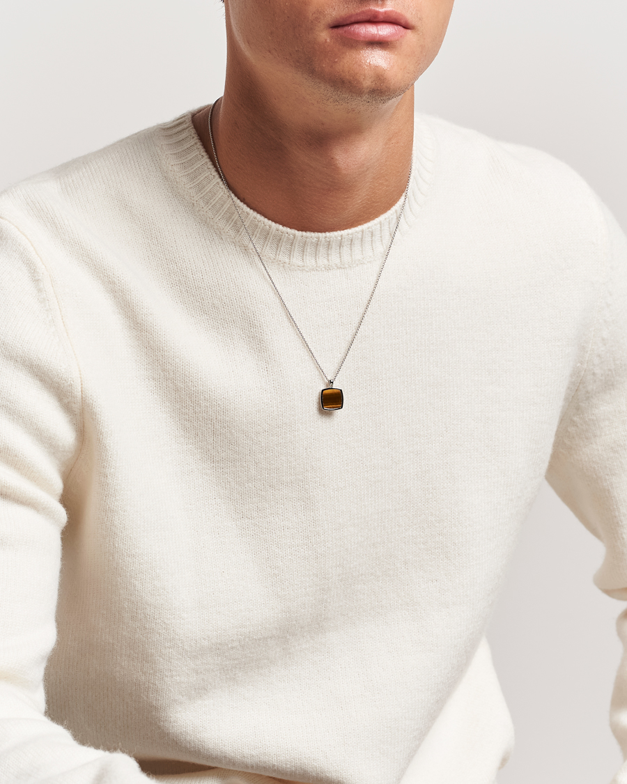 Herre | Smykker | Tom Wood | Cushion Pendant Tiger Eye Silver
