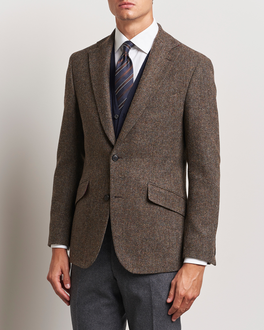 Herre | Dressjakker | Walker Slater | Edward Lambswool Herringbone Blazer Brown