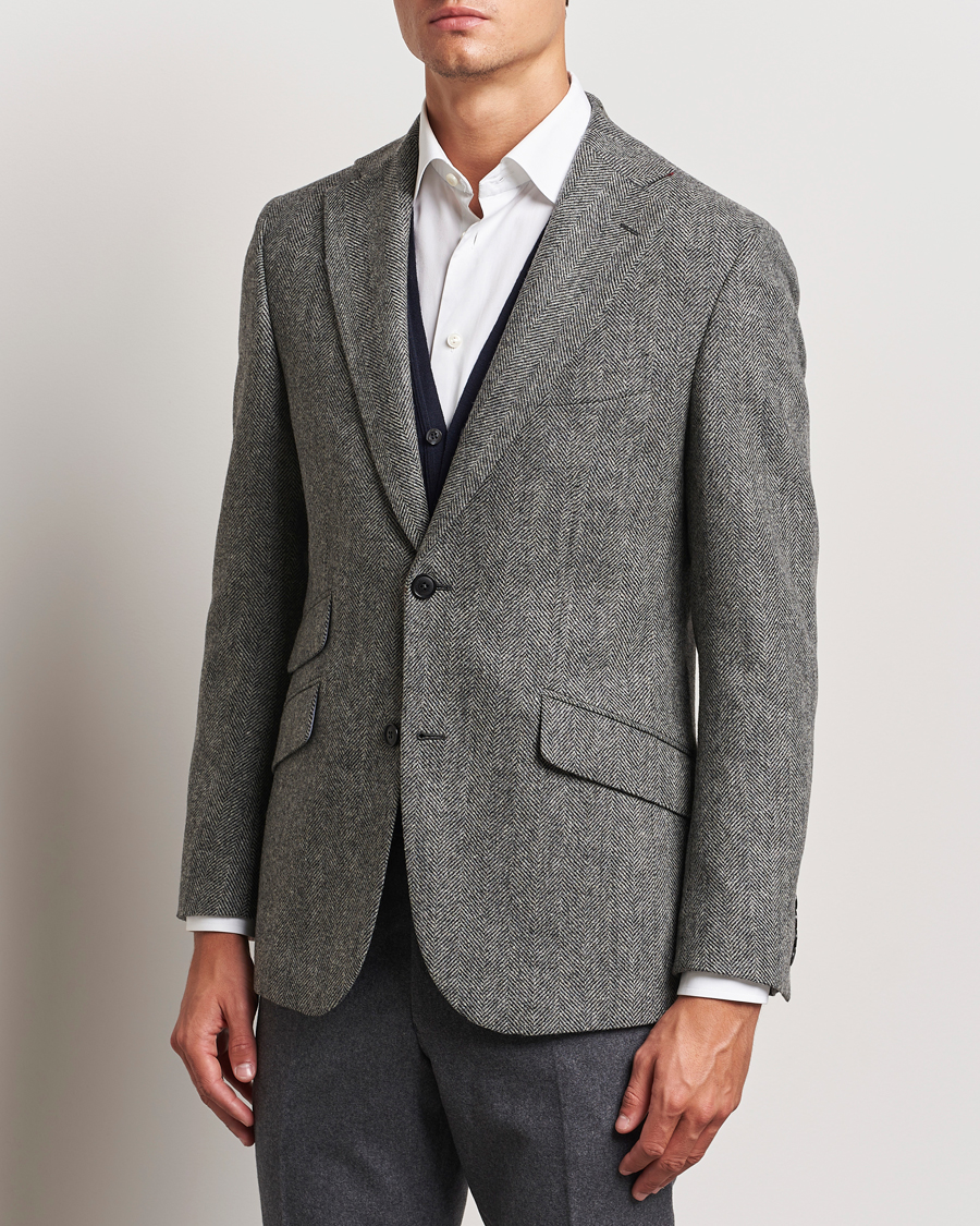 Herre | Dressjakker | Walker Slater | Edward Lambswool Herringbone Blazer Dark Grey