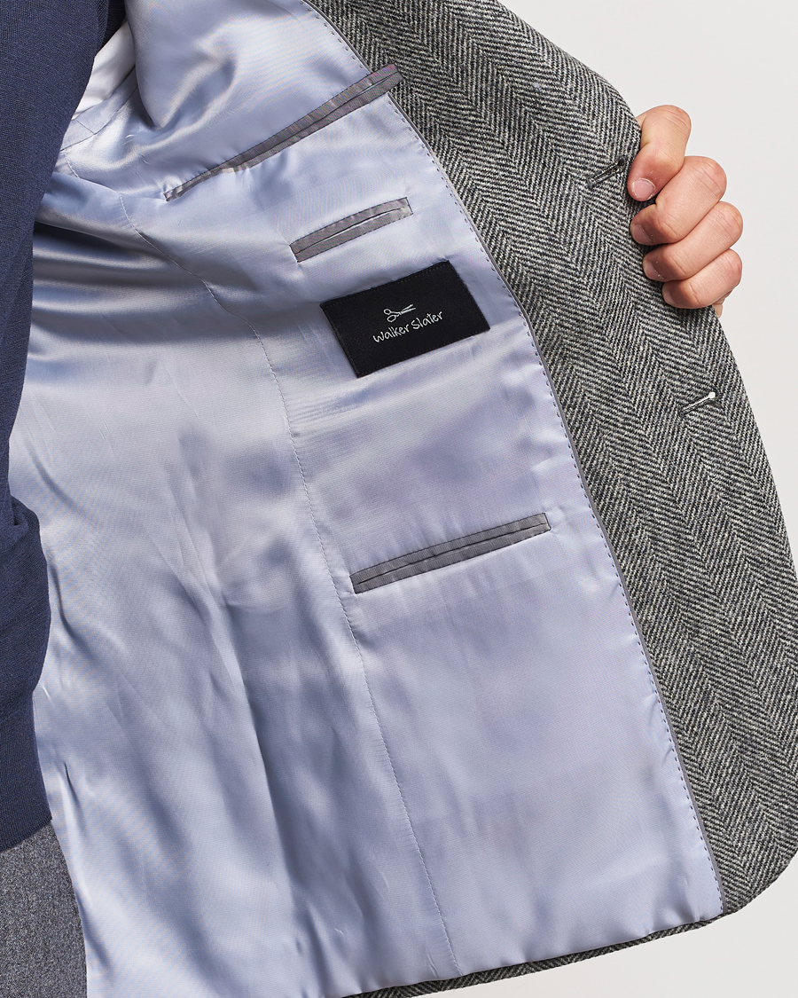 Herre | Dressjakker | Walker Slater | Edward Lambswool Herringbone Blazer Dark Grey