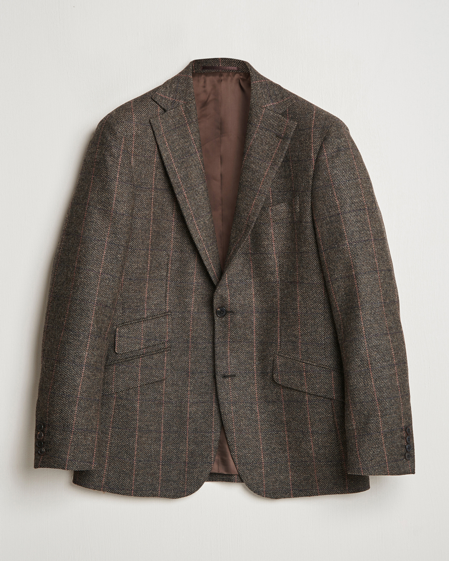Herre | Dressjakker | Walker Slater | Edward Lambswool Windowpane Blazer Brown
