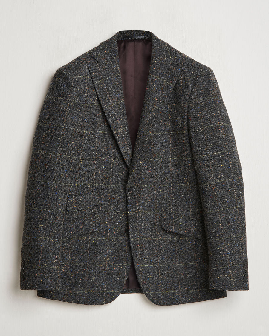 Herre | Dressjakker | Walker Slater | Edward Wool Donegal Windowpane Blazer Dark Grey