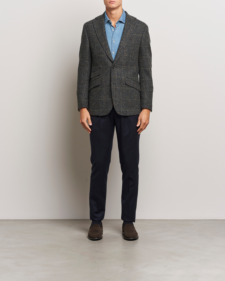 Herre | Dressjakker | Walker Slater | Edward Wool Donegal Windowpane Blazer Dark Grey