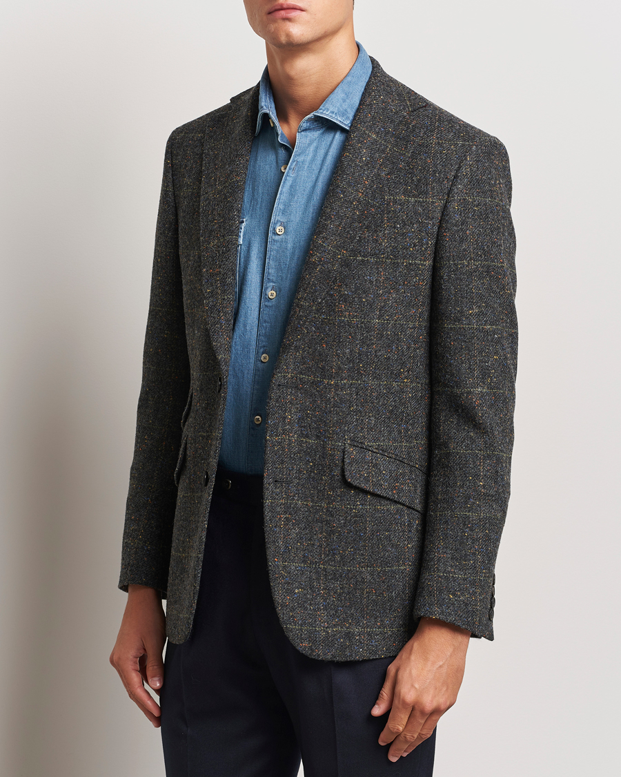 Herre | Dressjakker | Walker Slater | Edward Wool Donegal Windowpane Blazer Dark Grey