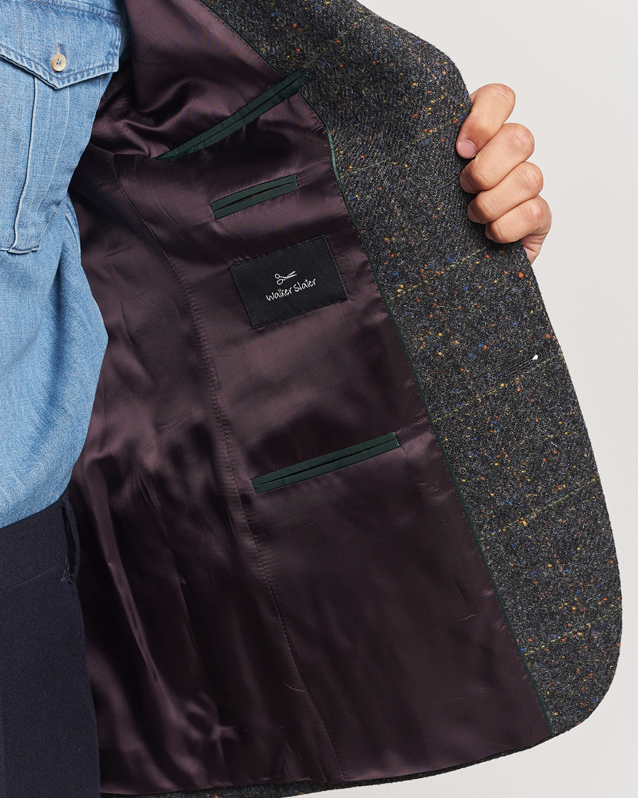 Herre | Dressjakker | Walker Slater | Edward Wool Donegal Windowpane Blazer Dark Grey