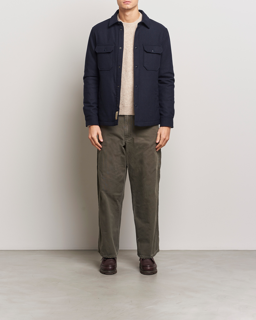 Herre | Jakker | Woolrich | Alaskan Melton Wool Overshirt Melton Blue