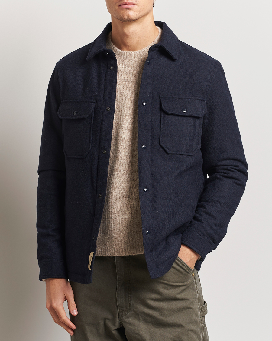 Herre | Jakker | Woolrich | Alaskan Melton Wool Overshirt Melton Blue