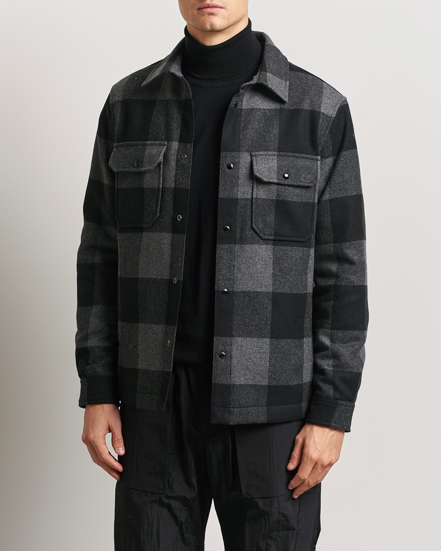 Herre | Jakker | Woolrich | Alaskan Melton Wool Overshirt Charcoal Buffalo