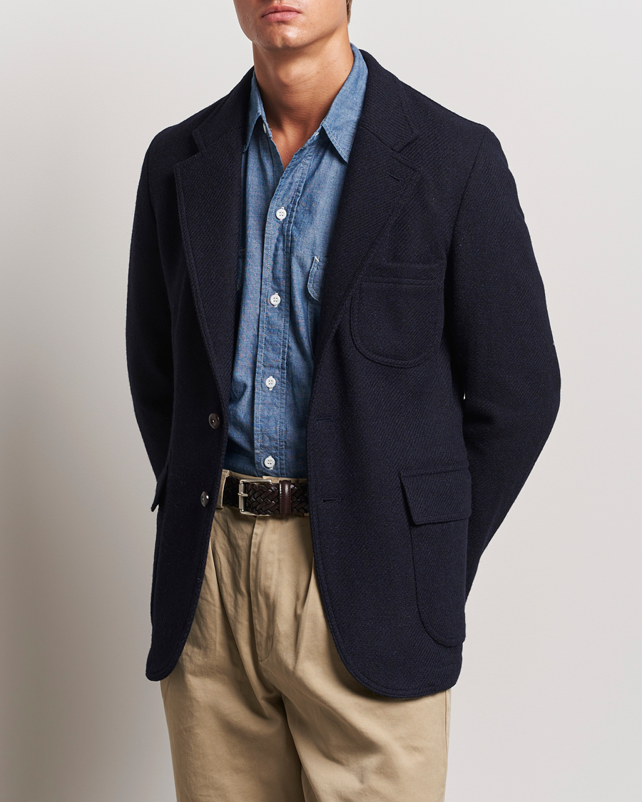 Herre | Dressjakker | Drake's | MKVII Harris Tweed Blazer Navy