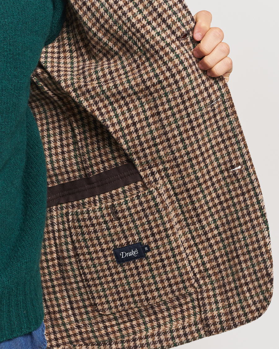 Herre | Dressjakker | Drake's | MKVII Gun Check Tweed Blazer Brown