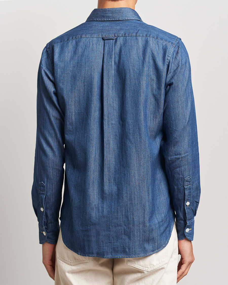Herre | Skjorter | Drake's | Denim Cotton Two Pocket Work Shirt Blue