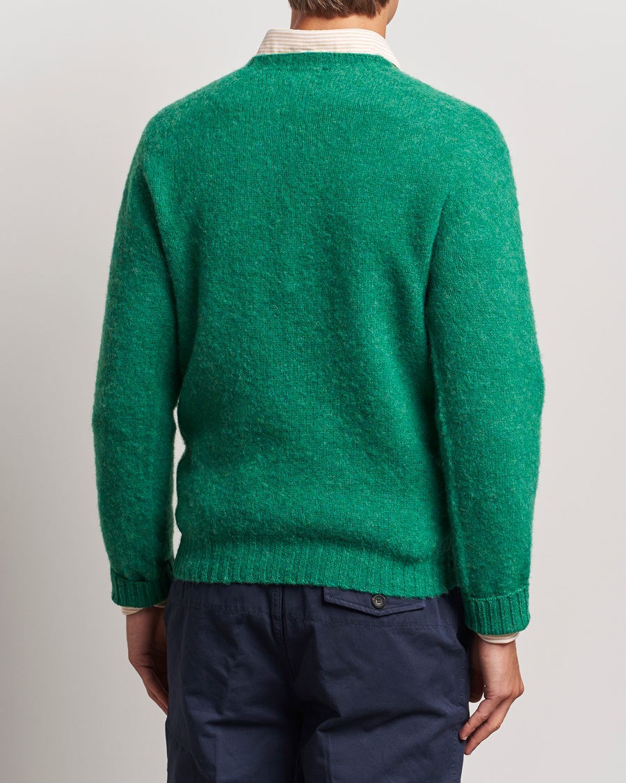 Herre | Gensere | Drake's | Brushed Shetland Crew Pixie Green