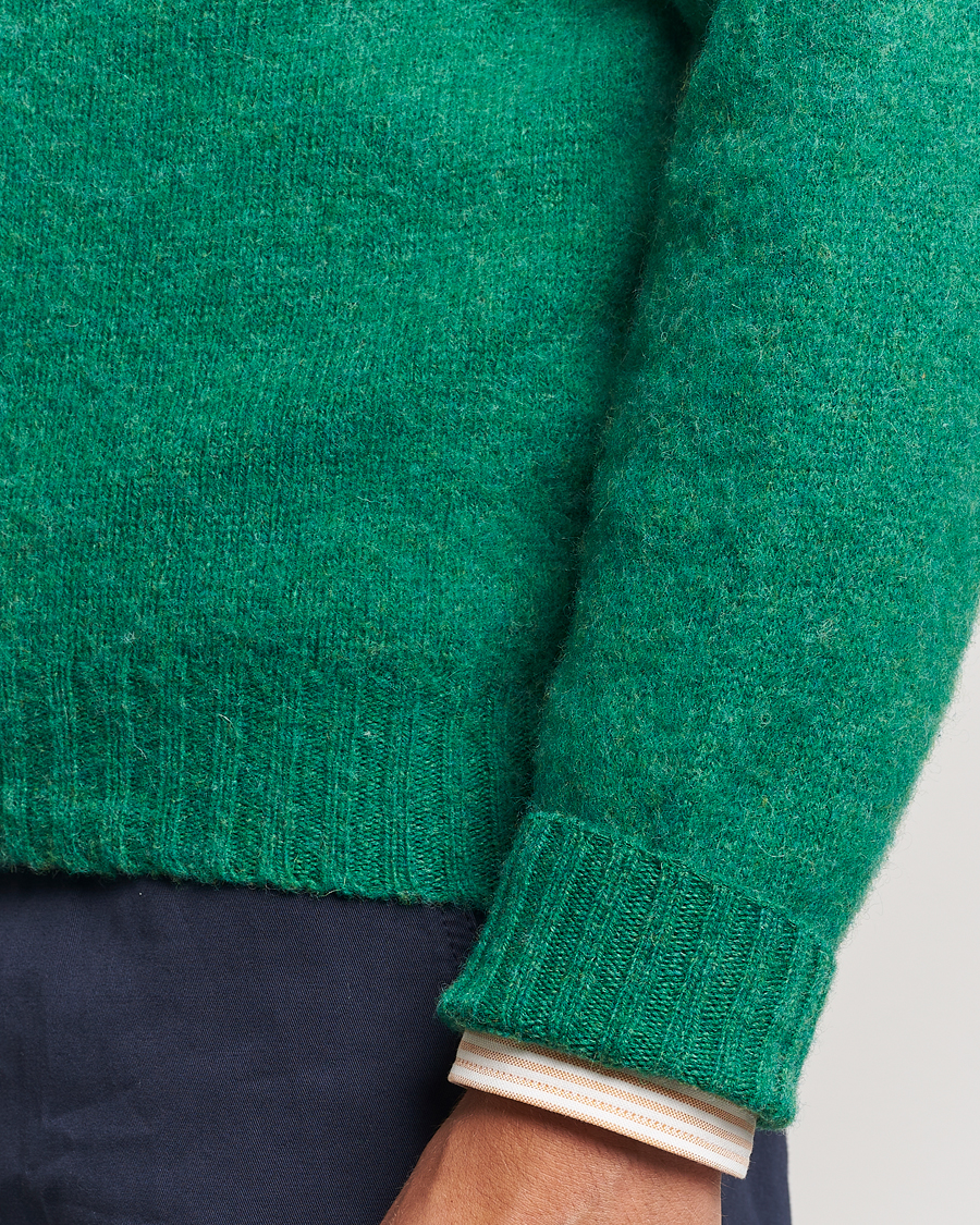 Herre | Gensere | Drake's | Brushed Shetland Crew Pixie Green
