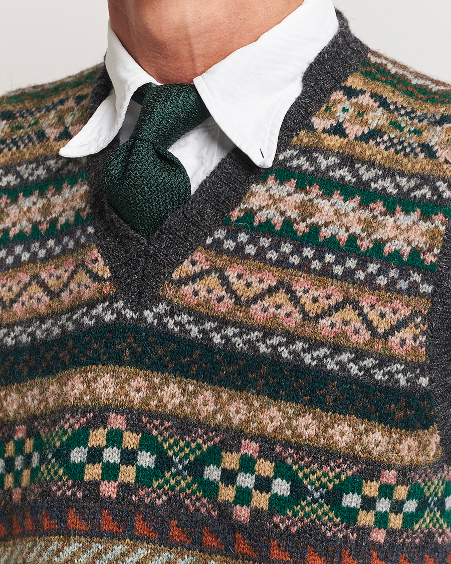 Herre | Gensere | Drake's | Fairisle Wool Vest Purple Multi
