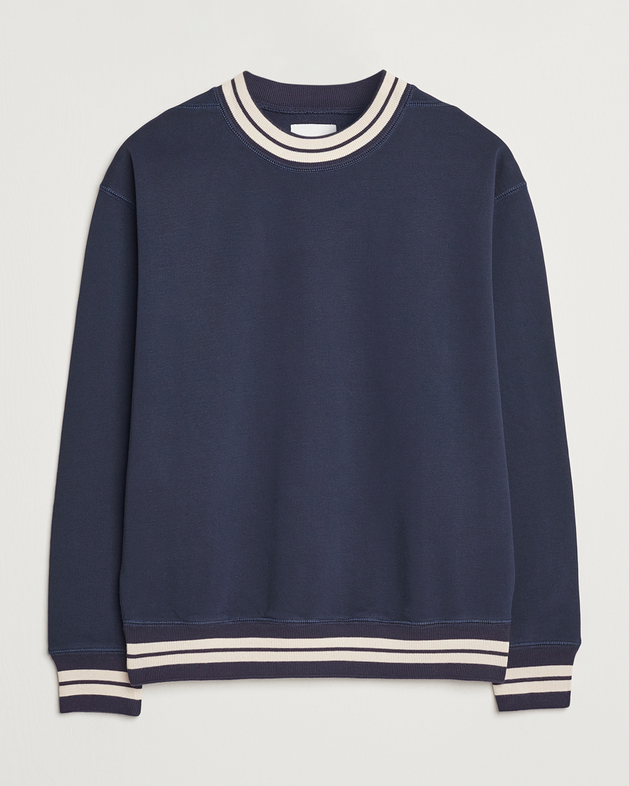 Herre | Gensere | Drake's | Striped Rib Sweatshirt Navy