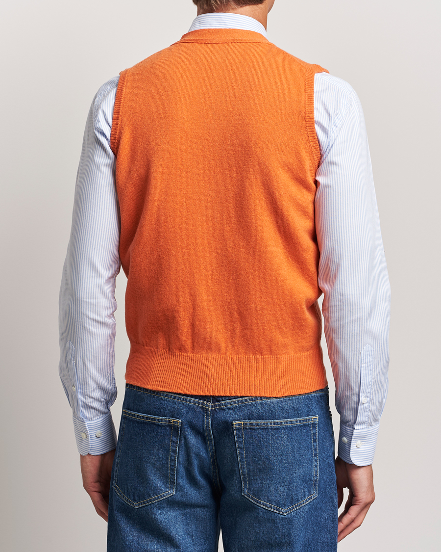 Herre | Gensere | Drake's | Lambswool Vest Cardigan Orange