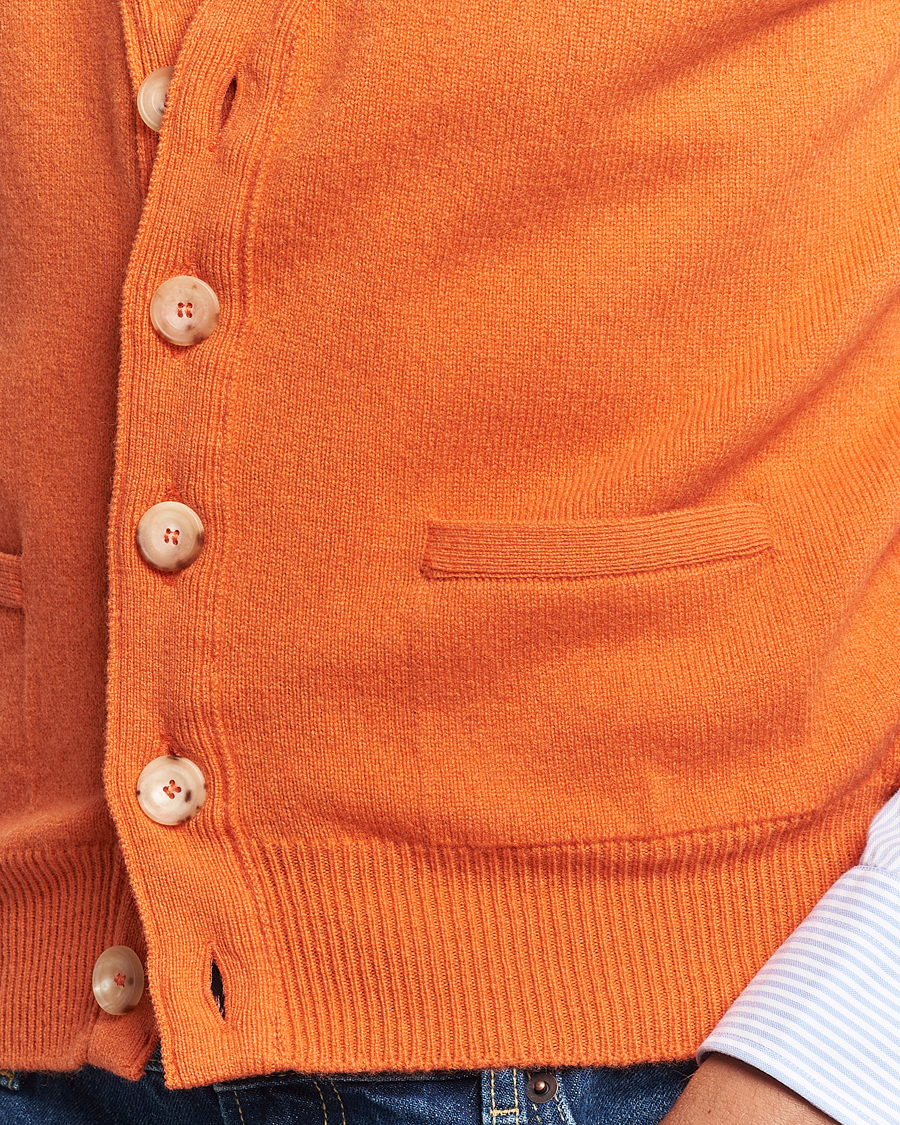 Herre | Gensere | Drake's | Lambswool Vest Cardigan Orange