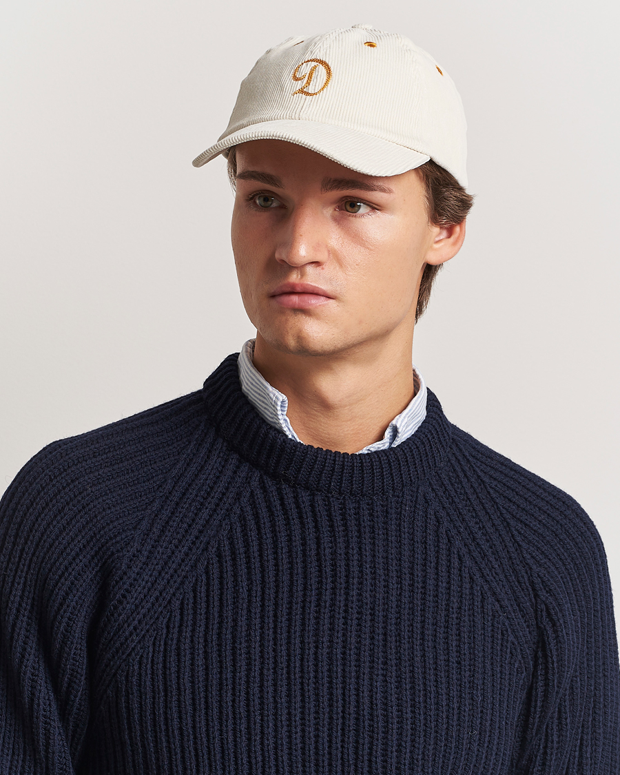 Herre | Drake's D'Capital Embroidery Cord Cap Ecru | Drake's | D'Capital Embroidery Cord Cap Ecru