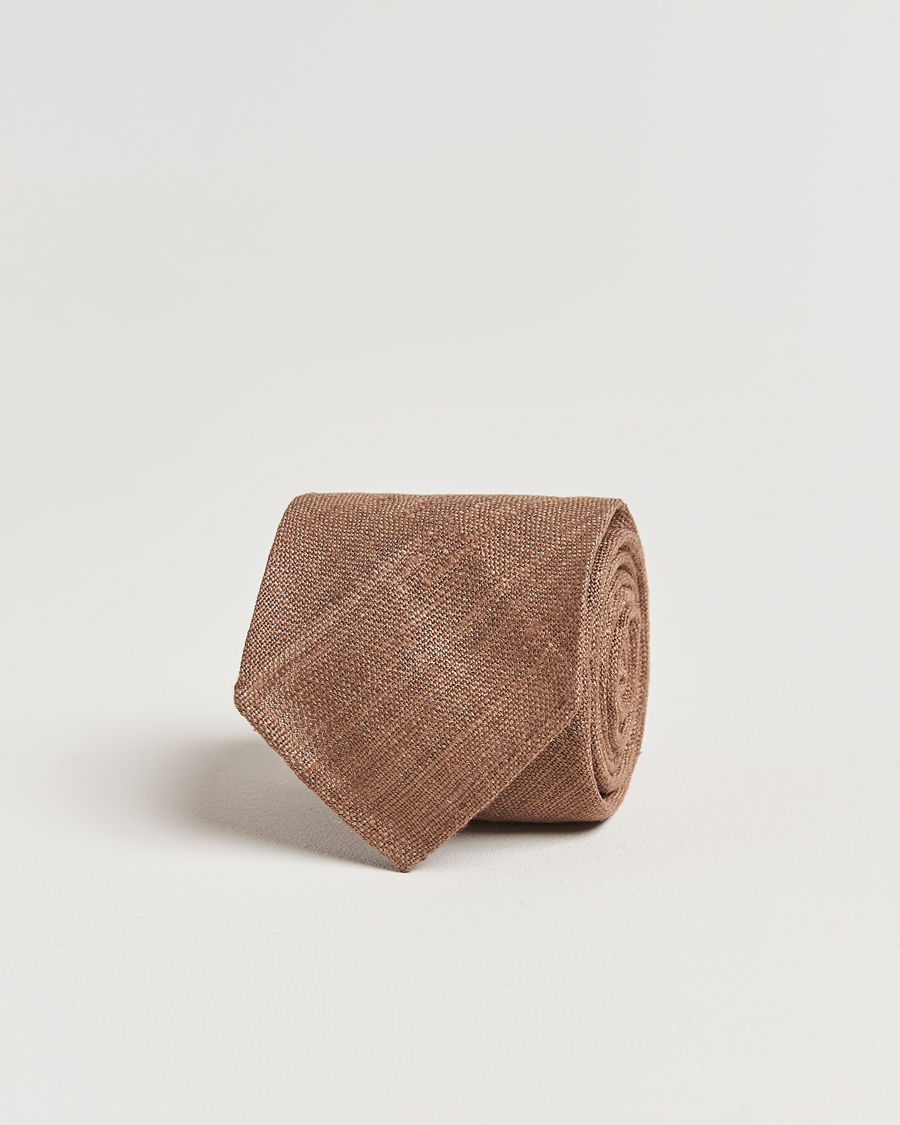 Herre | Slips | Drake's | Drake'sSilk Tussah Handrolled TieCoffee